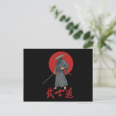 Retro Samurai met Katana - Japans Briefkaart (Staand voorkant)