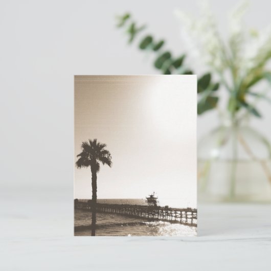  retro san clemente pier california sepia briefkaart (Staand voorkant)