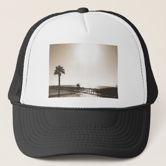  retro san clemente pier california sepia trucker pet (Voorkant)