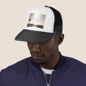  retro san clemente pier california sepia trucker pet (In situ)