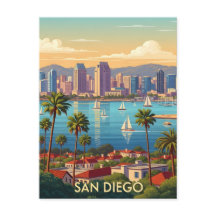 Retro San Diego California Kust Skyline 