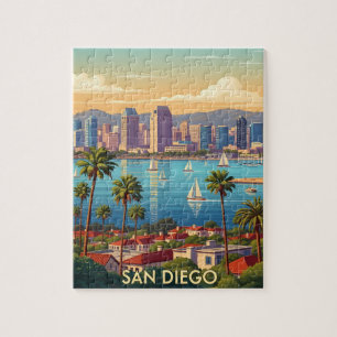 Retro San Diego California Kust Skyline Legpuzzel