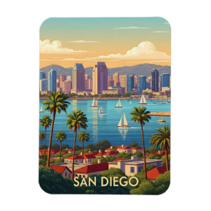 Retro San Diego California Kust Skyline  Magneet
