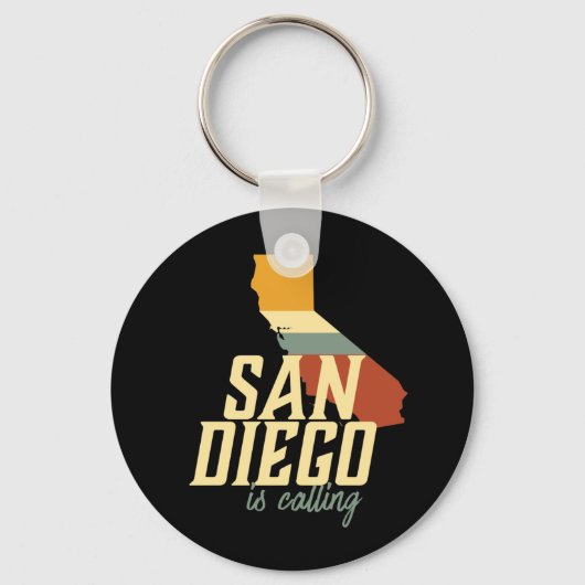 Retro San Diego California Stadskaart Sleutelhanger (Voorkant)