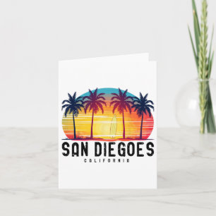 Retro San Diego Stranden Californië Surfen Surfboa Kaart