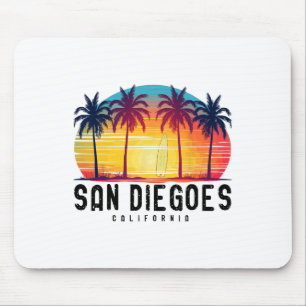 Retro San Diego Stranden Californië Surfen Surfboa Muismat