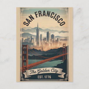 Retro San Francisco Californië Gouden Stad Vintage Briefkaart