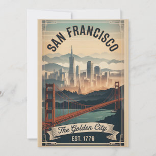 Retro San Francisco Californië Gouden Stad Vintage Feestdagenkaart