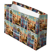 Retro San Francisco Patchwork Groot Cadeauzakje (Voorkant Gekanteld)