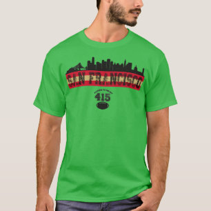  Retro San Francisco Skyline 415 Football T-shirt