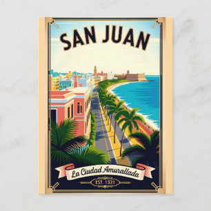 Retro San Juan Puerto Rico Reisposter Briefkaart