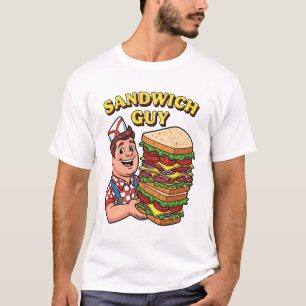 Retro "Sandwich Guy" Foodie Graphic Illustratie T-shirt
