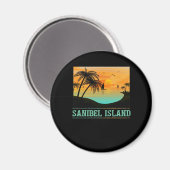 Retro Sanibel Island Tropical Sunset Beach Magneet (Voorkant / Achterkant)