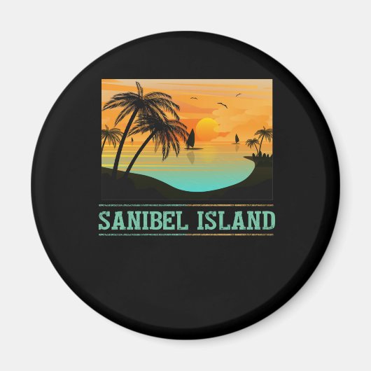 Retro Sanibel Island Tropical Sunset Beach Magneet (Voorkant)