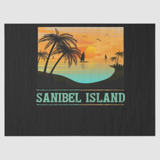 Retro Sanibel Island Tropical Sunset Beach Tissuepapier (Voorkant)