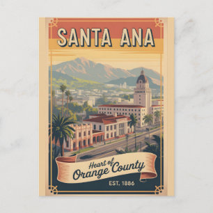 Retro Santa Ana Californië Reisillustratie Briefkaart