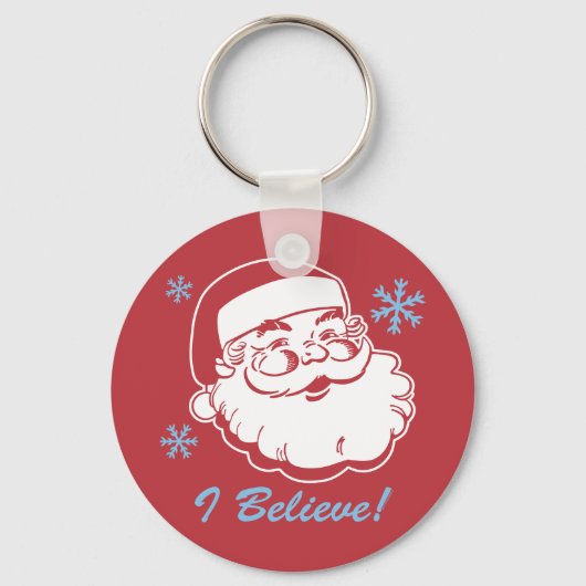 Retro Santa Believe Sleutelhanger (Voorkant)