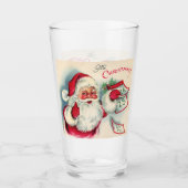 Retro  Santa Bezoek Holiday Glas (Voorkant)