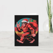 Retro Santa Bigfoot Christmas Funny Sasquatch Xmas Kaart (Voorkant)