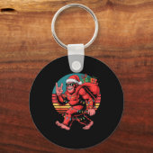 Retro Santa Bigfoot Christmas Funny Sasquatch Xmas Sleutelhanger (Voorkant)