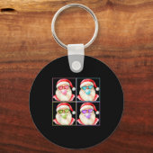 Retro Santa Blowing Bubble Gum P Art Sungles Chris Sleutelhanger (Voorkant)