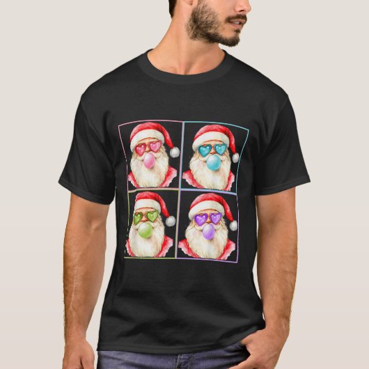 Retro Santa Blowing Bubble Gum P Art Sungles Chris T-shirt (Voorkant)