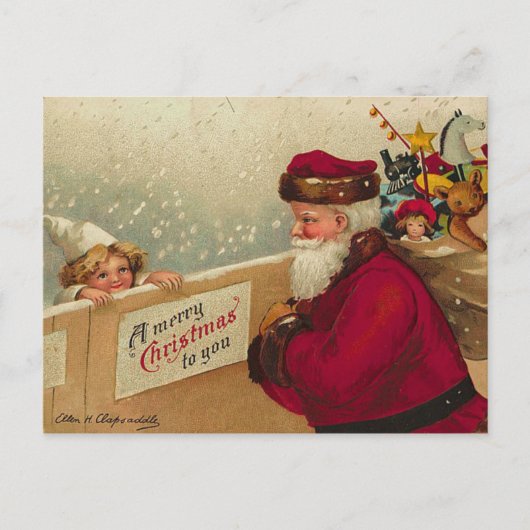 Retro Santa Briefkaart (Voorkant)