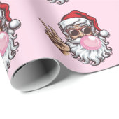 Retro Santa Christmas Blowing Bubble  Cadeaupapier (Rol Hoek)
