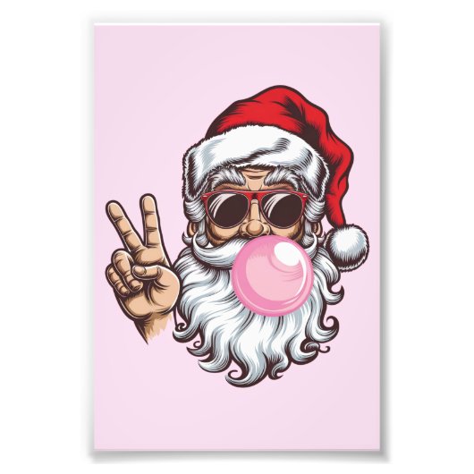 Retro Santa Christmas Blowing Bubble  Foto Afdruk (Voorkant)