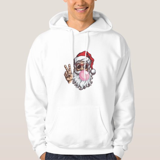 Retro Santa Christmas Blowing Bubble  Hoodie (Voorkant)