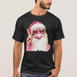 Retro Santa Christmas Blowing Bubble T-shirt
