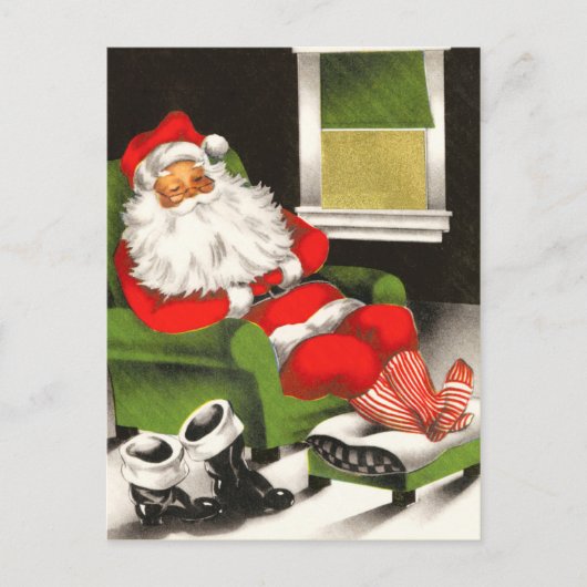 Retro Santa Christmas Briefkaarten (Voorkant)