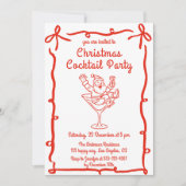 Retro Santa Christmas Cocktail Party Kaart (Voorkant)