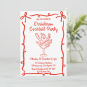 Retro Santa Christmas Cocktail Party Kaart (Staand voorkant)