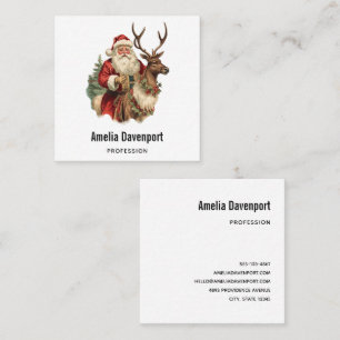 Retro Santa Classic Traditionele Kerstmis Vierkante Visitekaartje
