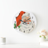 Retro Santa Claus and Holly Grote Klok (Huis)