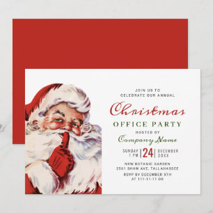 Retro Santa Claus Corporate Kerstparty Kaart