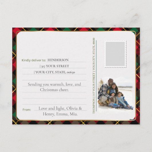 Retro Santa Claus Custom Address Classic Christmas Feestdagenkaart (Achterkant)