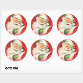 Retro Santa Claus groot Ronde Sticker (Vel)