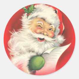 Retro  Santa Claus groot Ronde Sticker