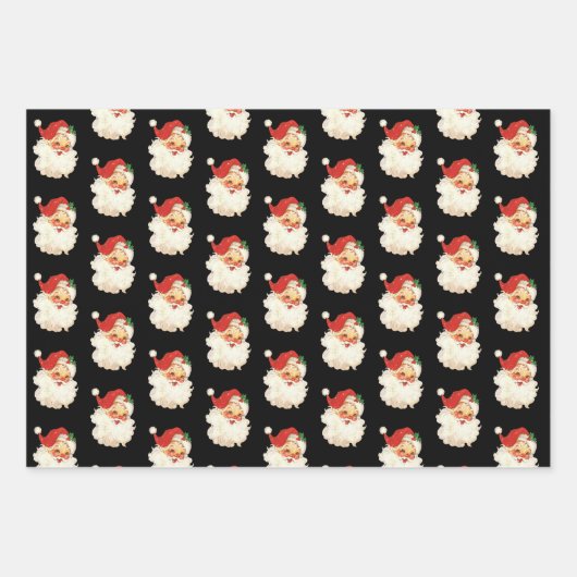 Retro Santa Claus Head Inpakpapier Vel (Voorkant 2)