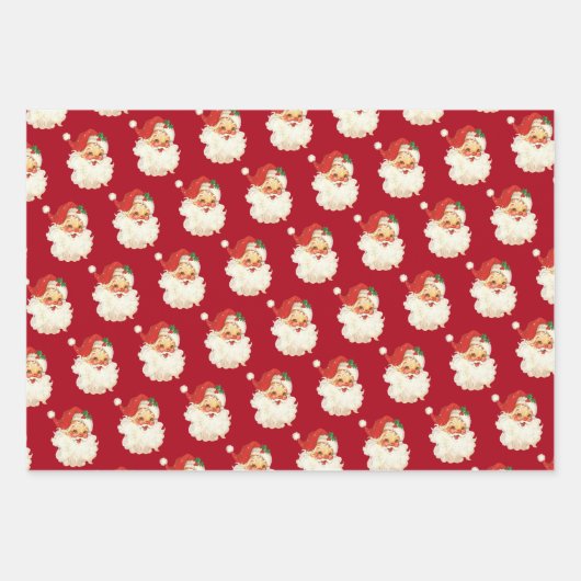 Retro Santa Claus Head Inpakpapier Vel (Voorkant)