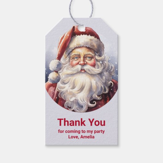 Retro Santa Claus in een rood Pet Kerst Dank u Cadeaulabel (Voorkant)