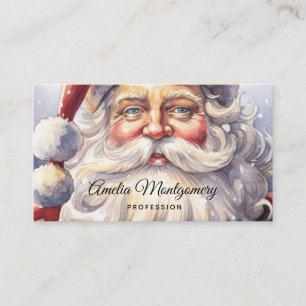 Retro Santa Claus in een rood Pet Kerstmiszaak Visitekaartje