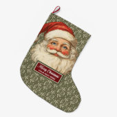 Retro Santa Claus Kerstkous  kunst Grote Kerstsok (Voorkant (Hangend))