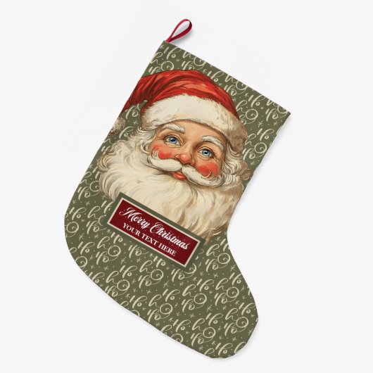 Retro Santa Claus Kerstkous kunst Grote Kerstsok (Voorkant (Hangend))