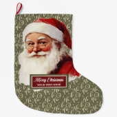 Retro Santa Claus Kerstkous  stijl Grote Kerstsok (Voorkant)