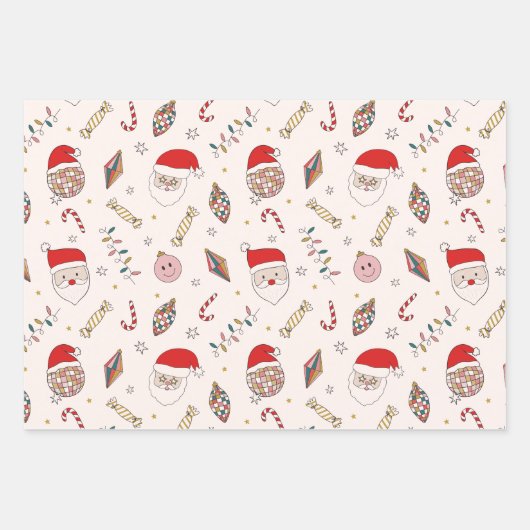 Retro Santa Claus Kerstmis Inpakpapier Vel (Voorkant 3)