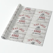 Retro Santa Claus Kerstmis Rustisch  hout Cadeaupapier (Uitgerold)