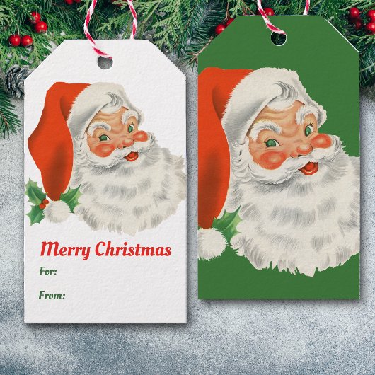 Retro Santa Claus Merry Kerstmis Cadeaulabel